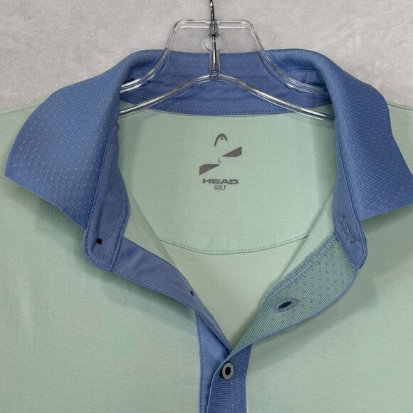 Head Golf Sportswear Men's Two-Tone Polo Shirt Size L Mint Green Blue Collar - Picture 4 of 16